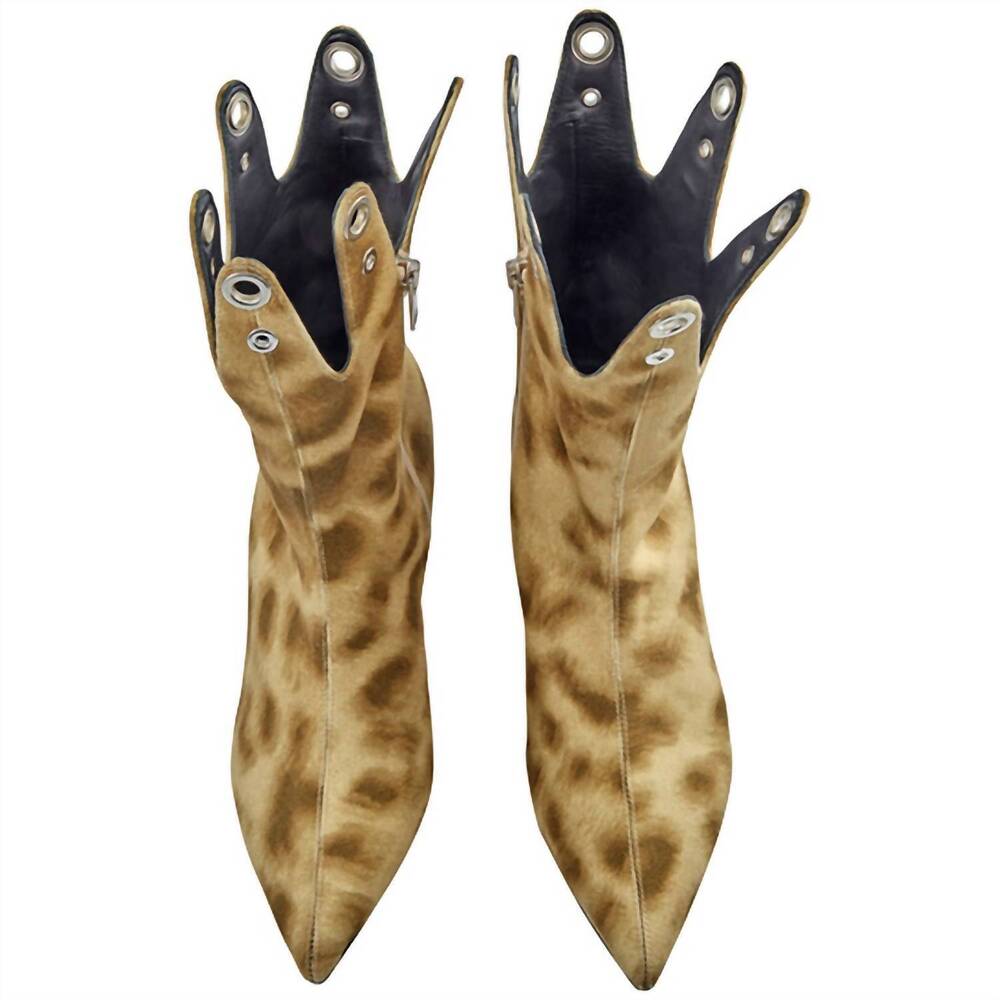 NEW BURBERRY women's jermaine print eyelet ankle boots in leopard fabric - Picture 3 of 3